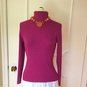Cable and Gauge PM magenta silk turtleneck